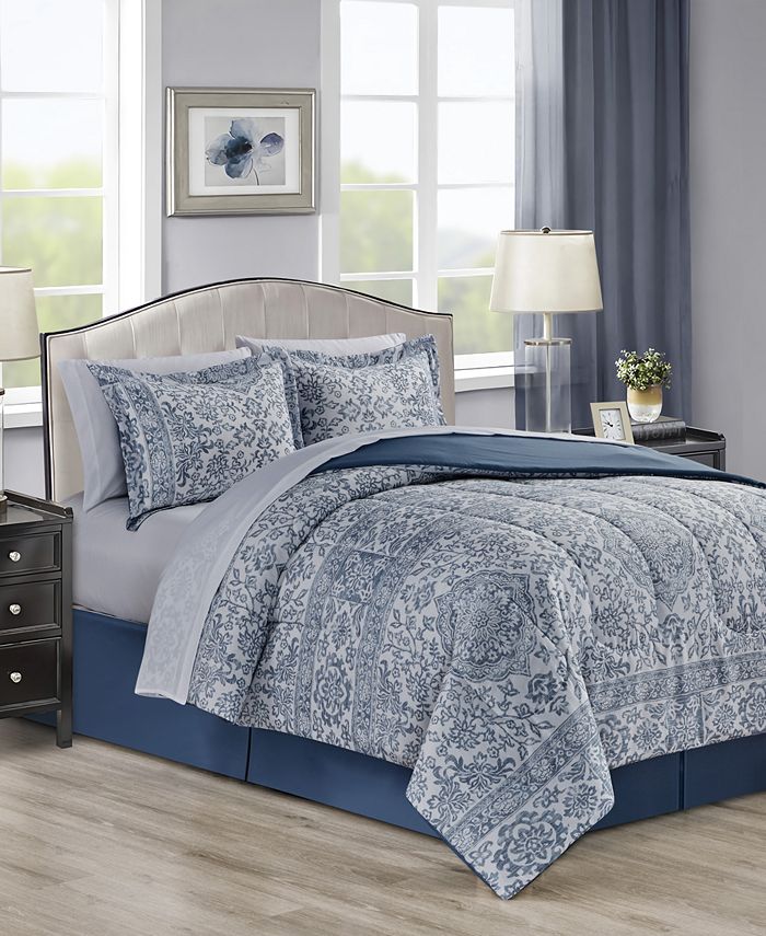 Sunham Estella 8-Pc. Comforter Sets, Exclusively at Macy’s - Blue - California King