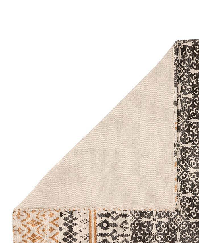 French Connection Stonewash Printed Cotton 36" x 60" Doina Palm Accent Rug - Brown - 36" x 60"