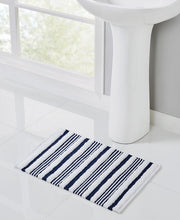 Seventh Studio Stripe Tufted Cotton Bath Rug, 17" x 24" - Blue - 17" x 24"