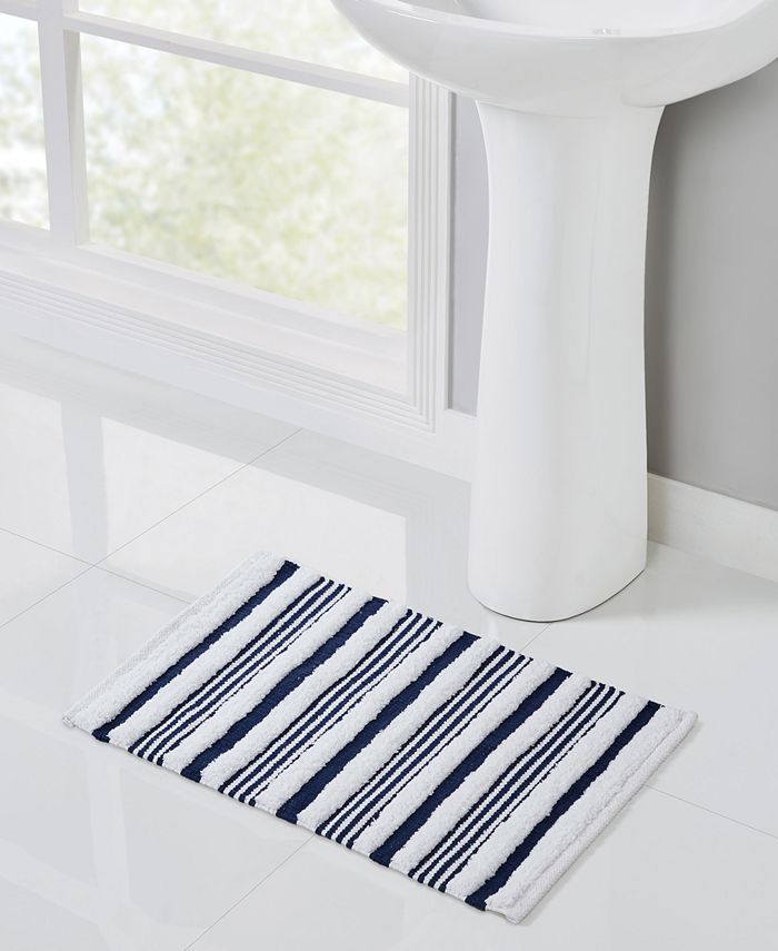 Seventh Studio Stripe Tufted Cotton Bath Rug, 17" x 24" - Blue - 17" x 24"