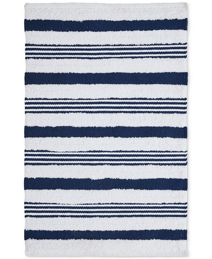 Seventh Studio Stripe Tufted Cotton Bath Rug, 17" x 24" - Blue - 17" x 24"