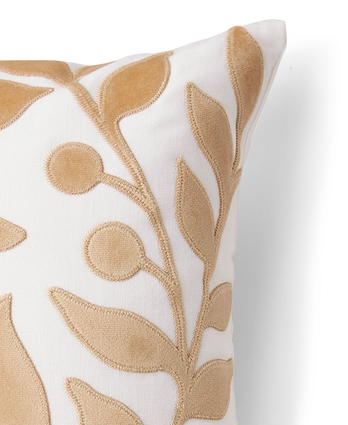 Charter Club Damask Designs Floral Silhouette Velvet Appliqué Decorative Pillow, 14" x 20", Created for Macy's - Yellow - Decorative Pillow