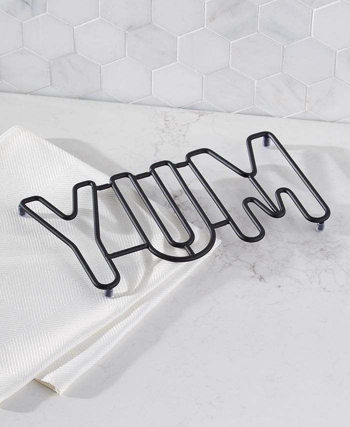 The Cellar "Yum" Black Wire Trivet - White