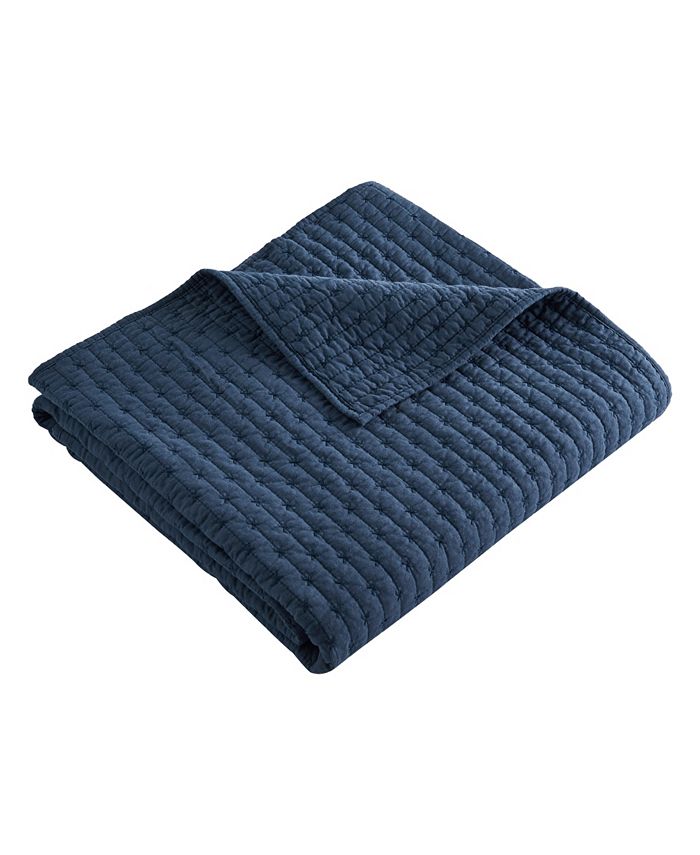 Levtex Cross Stitch Reversible Quilted Throw, 50" x 60" - Blue - 60x50