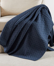 Levtex Cross Stitch Reversible Quilted Throw, 50" x 60" - Blue - 60x50