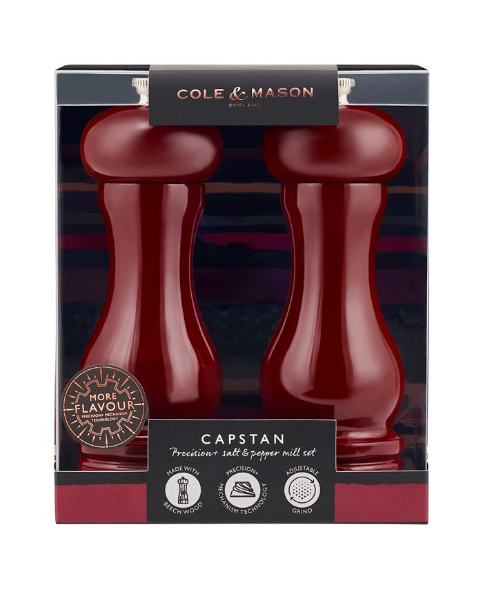 Cole & Mason 2 Piece Salt and Pepper Mill Capstan Gloss Gift Set - Red