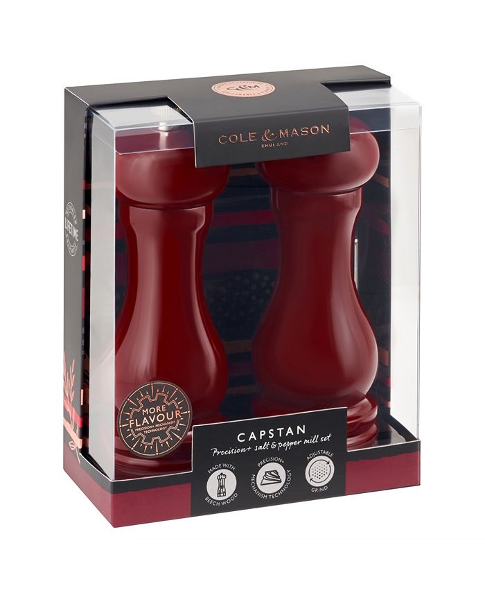 Cole & Mason 2 Piece Salt and Pepper Mill Capstan Gloss Gift Set - Red