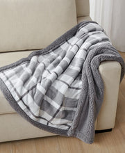 Charter Club Plaid Plush Reversible Sherpa Throw, 50" x 60", Created for Macy's - Gray - Throw