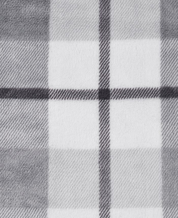 Charter Club Plaid Plush Reversible Sherpa Throw, 50" x 60", Created for Macy's - Gray - Throw
