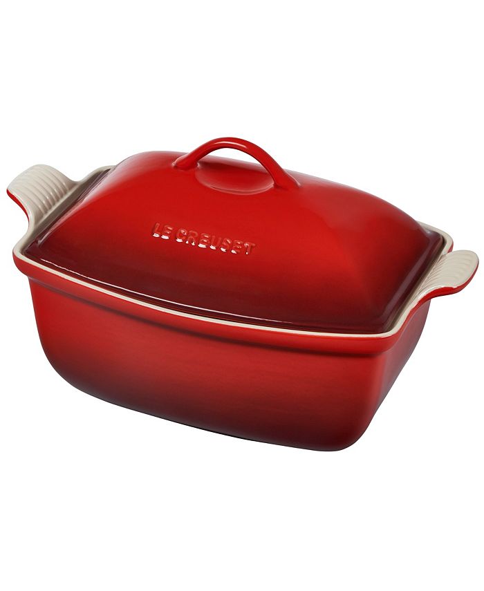 Le Creuset Heritage Stoneware 4.5 Quart Deep Baker with Lid - Red - 4.5 Quart