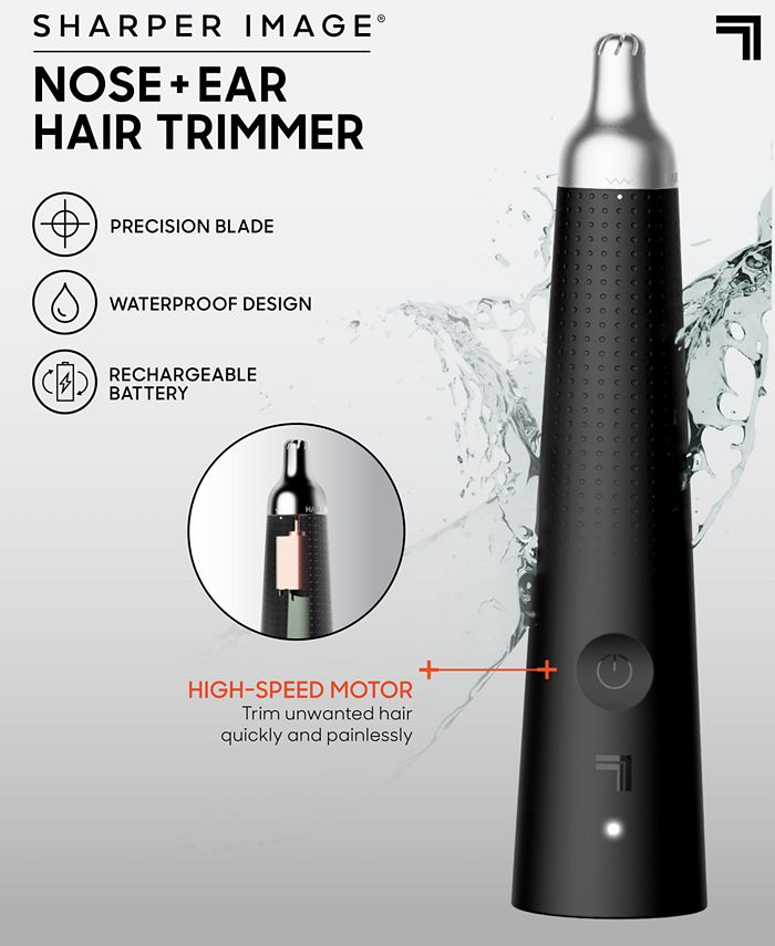 Sharper Image Cordless Water-Resistant Nose + Ear Trimmer - Black