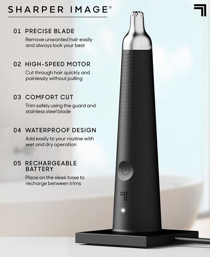 Sharper Image Cordless Water-Resistant Nose + Ear Trimmer - Black