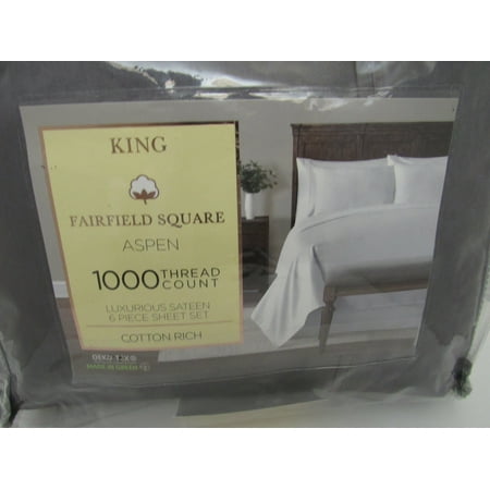 WellBeing Silvadur 1000-Thread-Count CVC 6-Piece King Sheet Set, Grey