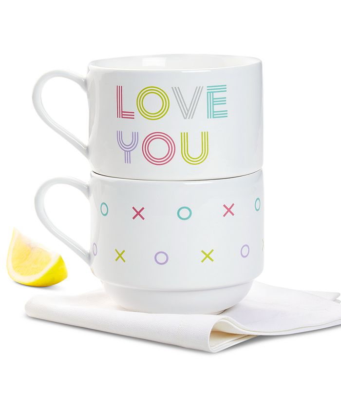 The Cellar 2-Pc. Stackable Stoneware Mug Set, Created for Macy's  - White