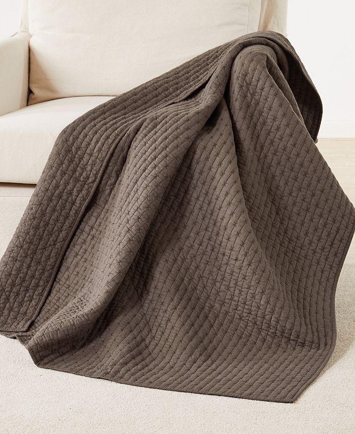 Levtex Cross Stitch Reversible Quilted Throw, 50" x 60" - Blue - 60x50