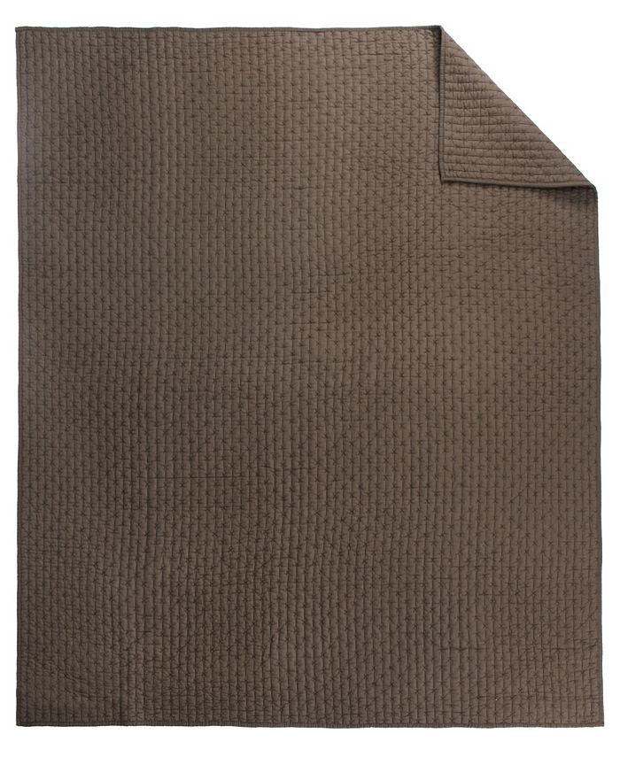 Levtex Cross Stitch Reversible Quilted Throw, 50" x 60" - Blue - 60x50