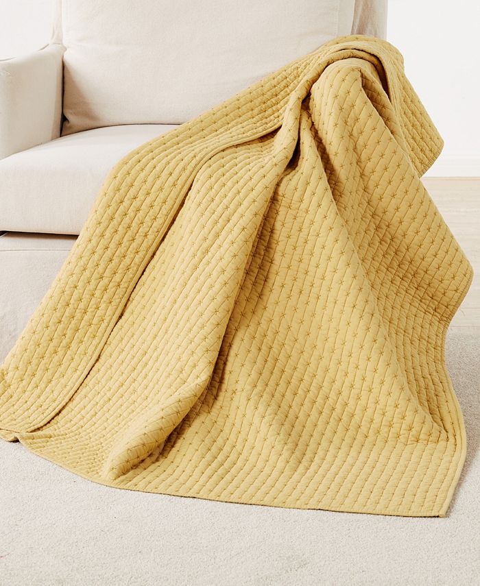 Levtex Cross Stitch Reversible Quilted Throw, 50" x 60" - Blue - 60x50