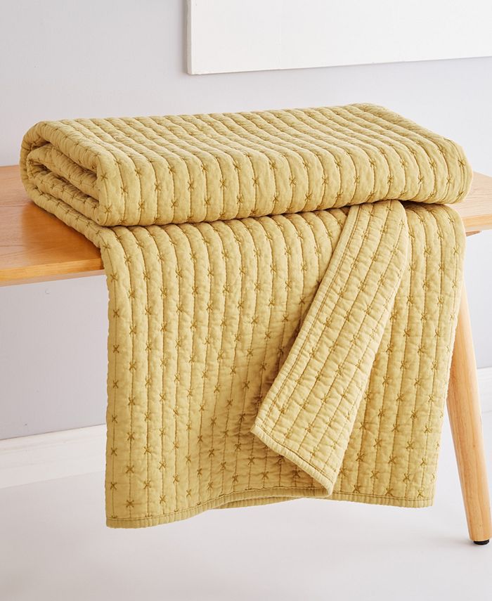 Levtex Cross Stitch Reversible Quilted Throw, 50" x 60" - Blue - 60x50