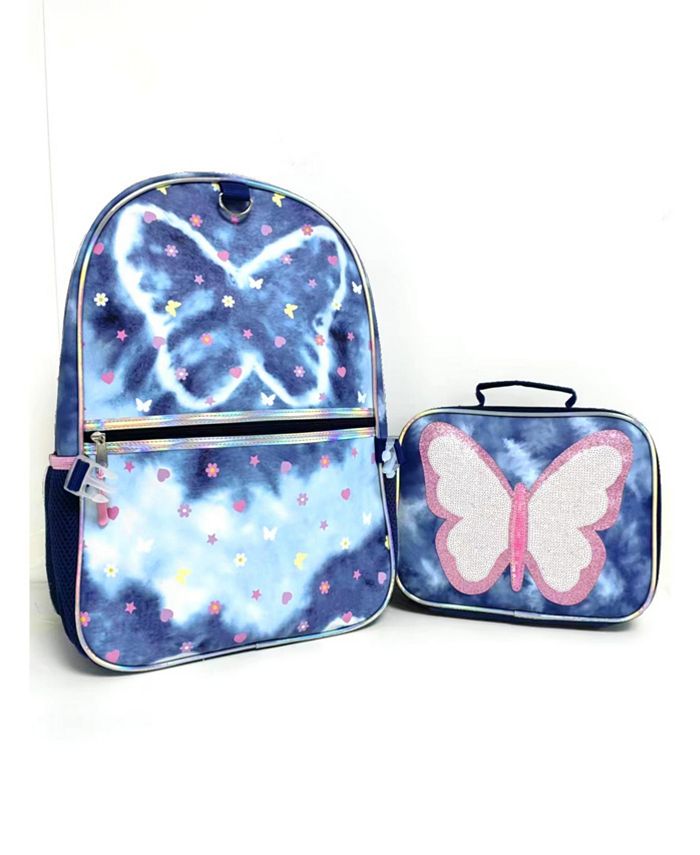 Girl's Tie Dye Butterfly Backpack Headphone Lunch Set - Multi - ONE SIZE