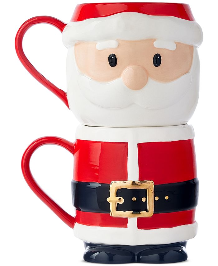 Holiday Lane Set of 2 Stackable Christmas Mugs