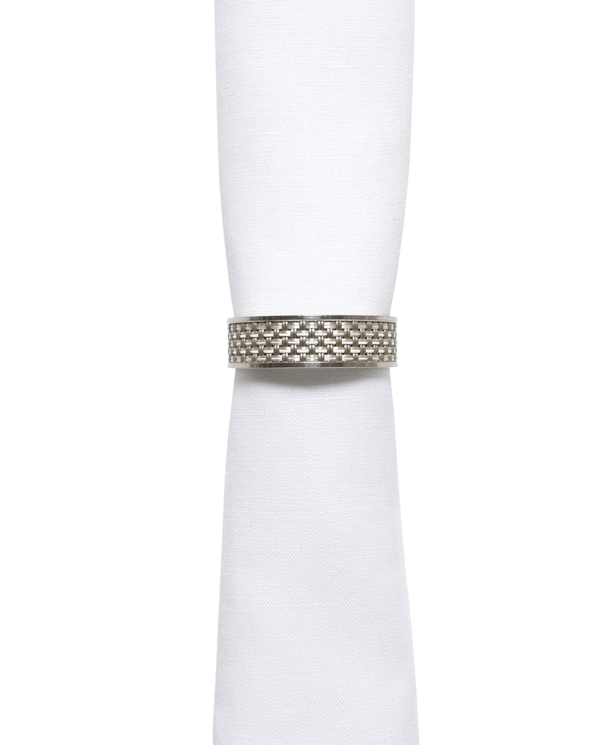Chilewich Mini Basketweave Stainless Steel Napkin Ring (Silver, 0.5)