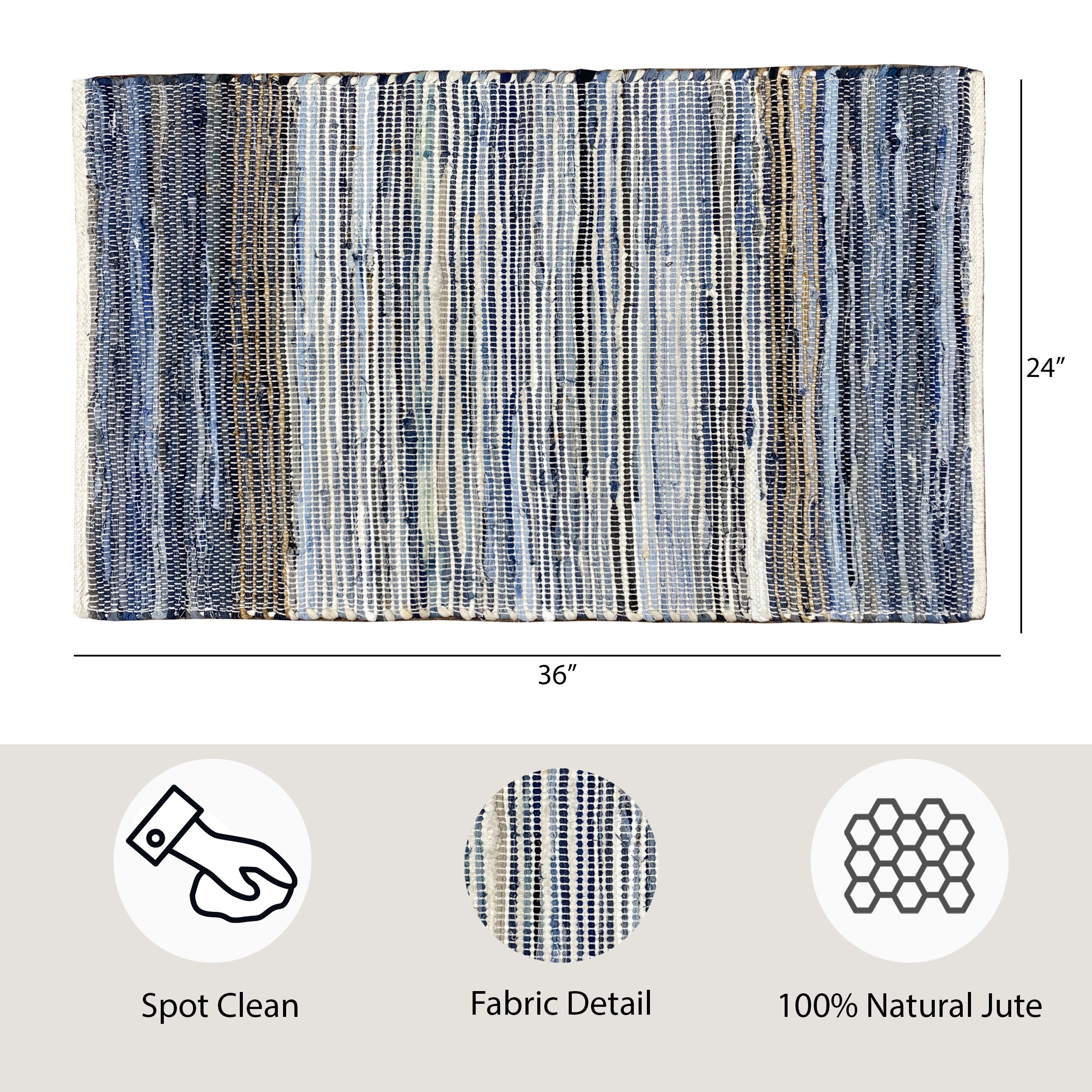 Lucky Brand Max Border Stripe Jute/Denim - Natural/White/Denim - Accent Rug