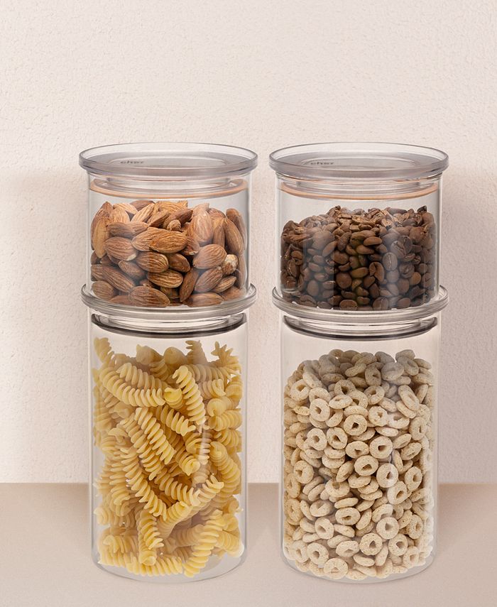 Modern Chef 8-Piece Glass Storage Canister Set - White