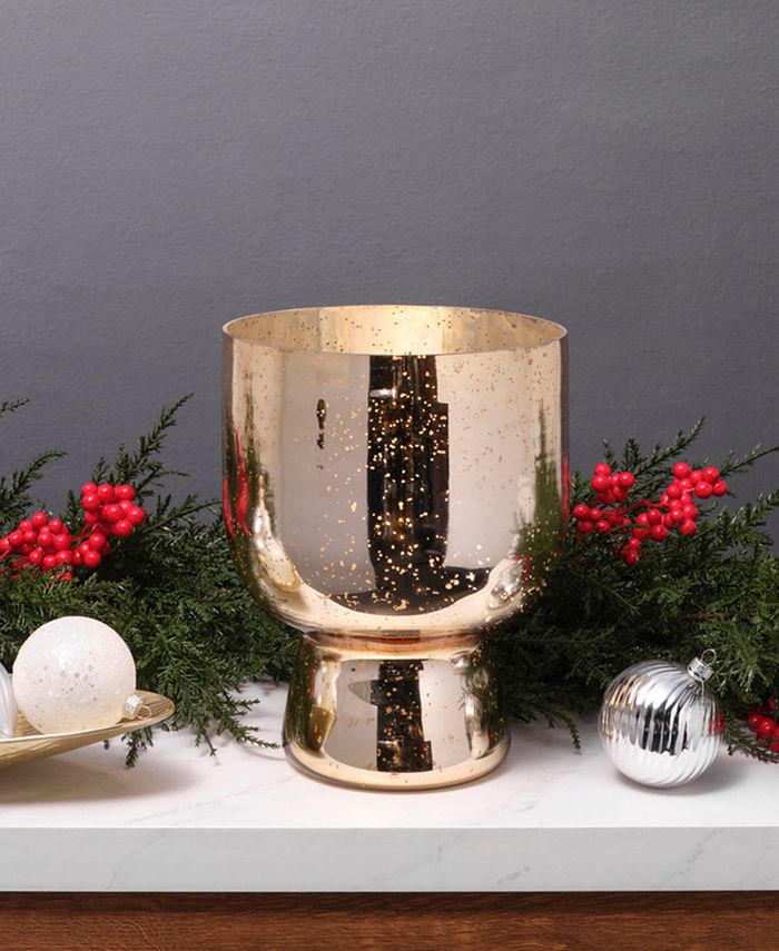 Mikasa Mercury Glass Hurricane, 8.5 Inches - Gold - 8.5 inches