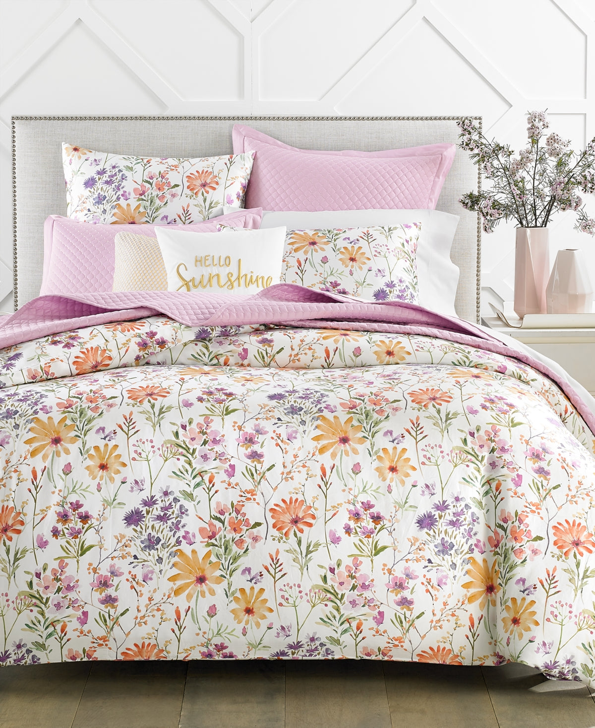 Charter Club Damask Designs Wildflowers 3-Pc. Duvet Cover Set, Full/Queen, Created for Macy's - Sunglow Combo