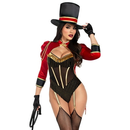 Leg Avenue Women's Ravishing Ringmaster Halloween Costume, Red/Black, Large