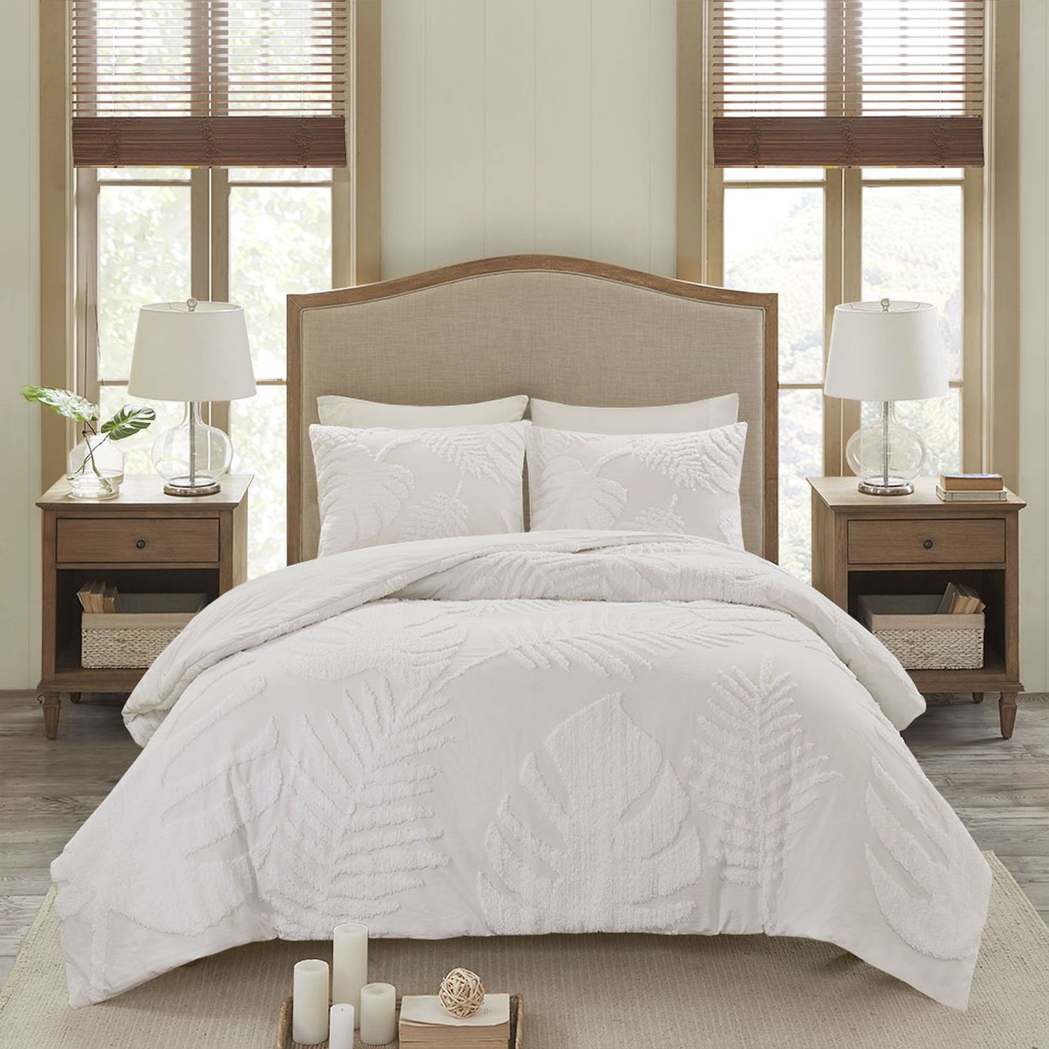 Madison Park Osanna 3-Piece Tufted Chenille Palm Coastal Cotton Comforter Set