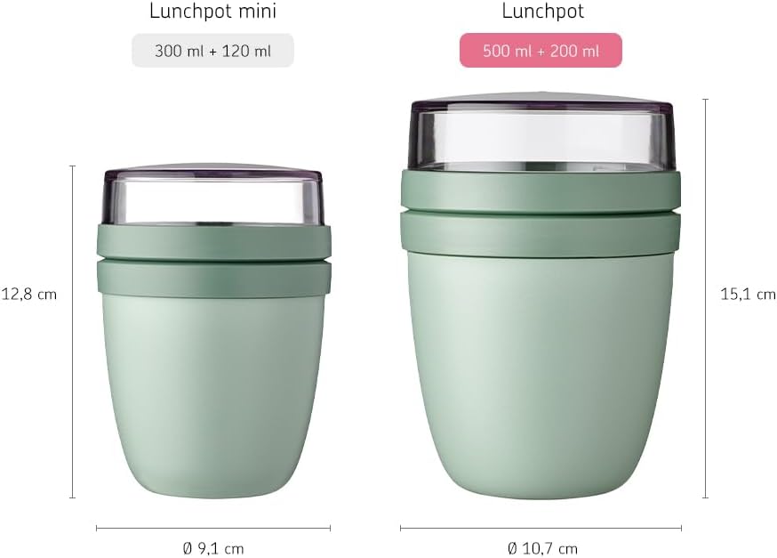 Mepal Overnight Oats jar - Practical Yoghurt Cup & Muesli Cup - Separate Compartments for Yoghurt & Muesli - Suitable for Freezer, Microwave & Dishwasher - 500 ml + 200 ml - Blue