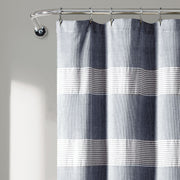 Lush Decor Tucker Stripe Yarn Dyed Cotton Knotted Tassel Shower Curtain