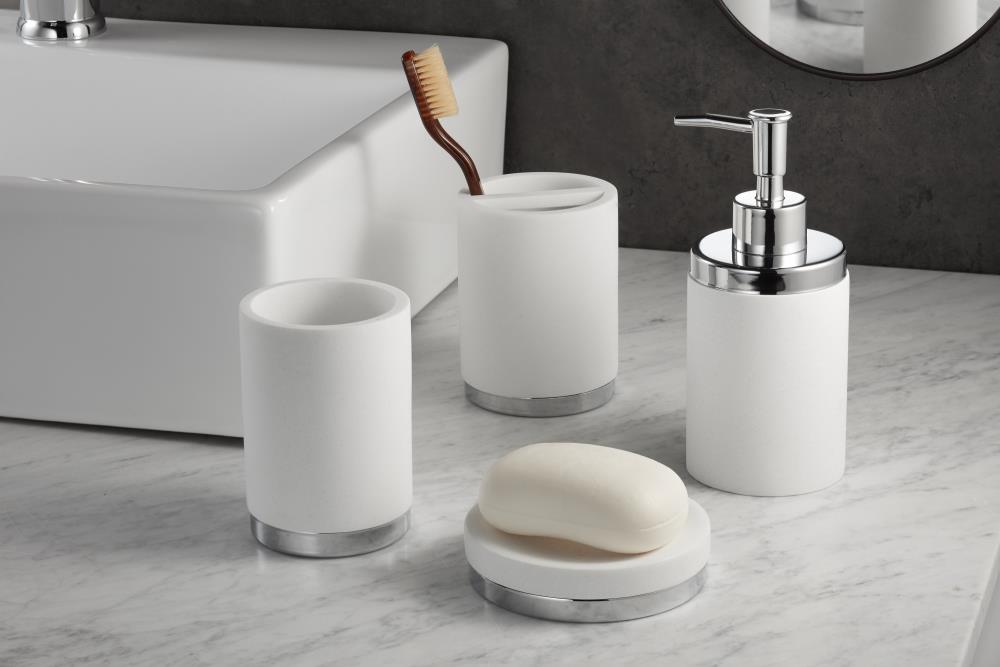 Roselli Trading Company Hotel bath White Plastic Bath Accessory Set