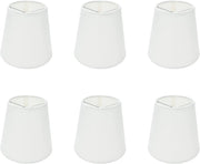 6Pcs Handmade Chandelier Shades,Linen Clip On Lamp Shades,Small Lamp Shades Set of 6 for Chandelier Lampshade,Beige White - Open Box