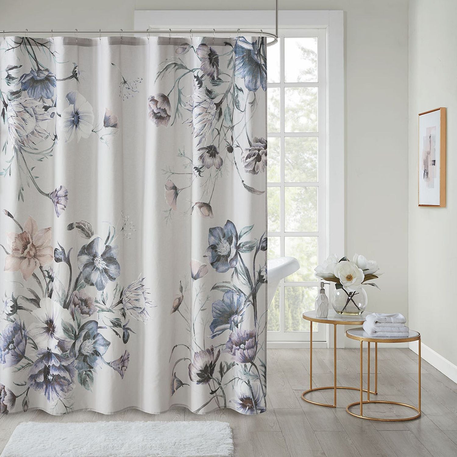 Madison Park Gisele Floral Printed Cotton Shower Curtain