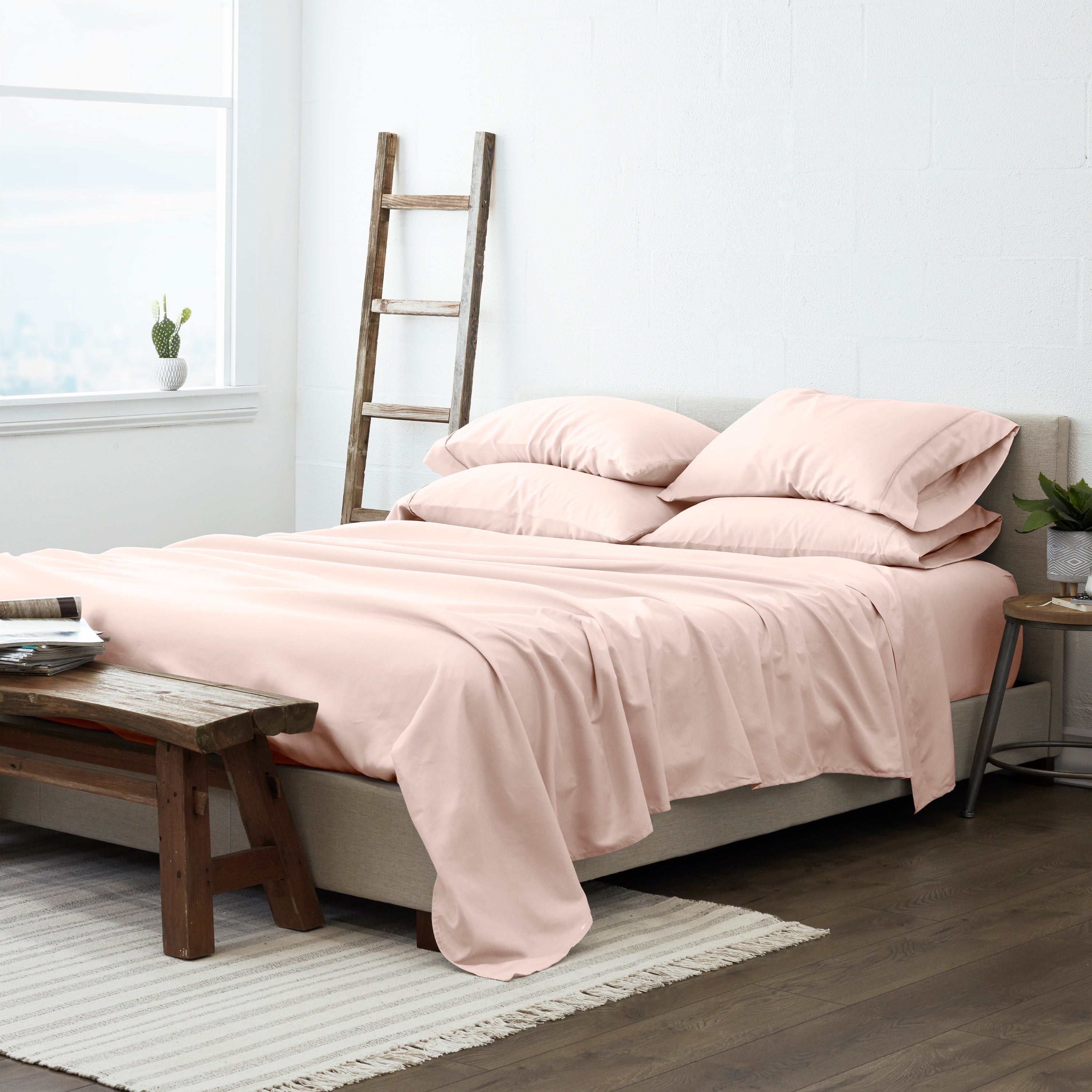 Ienjoy Home Twin Microfiber Blush 4-Piece Bed-Sheet