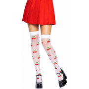 Leg Avenue Women's Spandex Sheer Polka Dot Cherry Thigh Highs