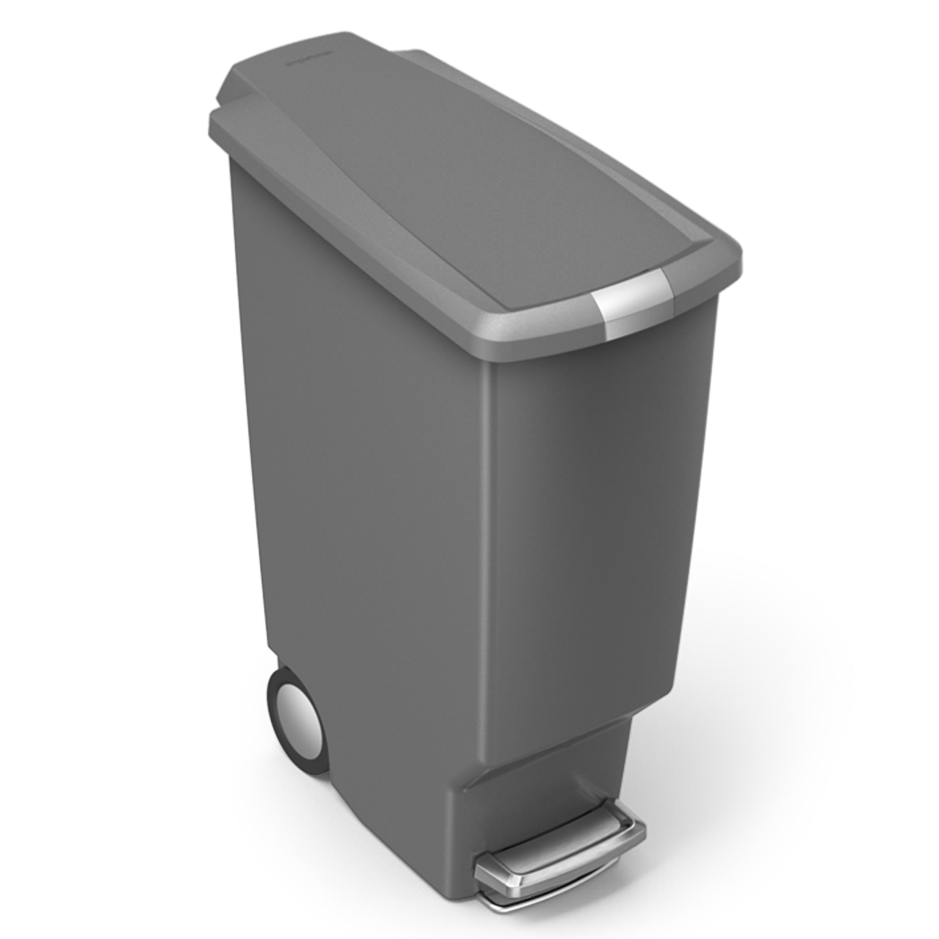 simplehuman 40-Liter Grey Plastic Wheeled Touchless Outdoor Kitchen Trash Can with Lid
