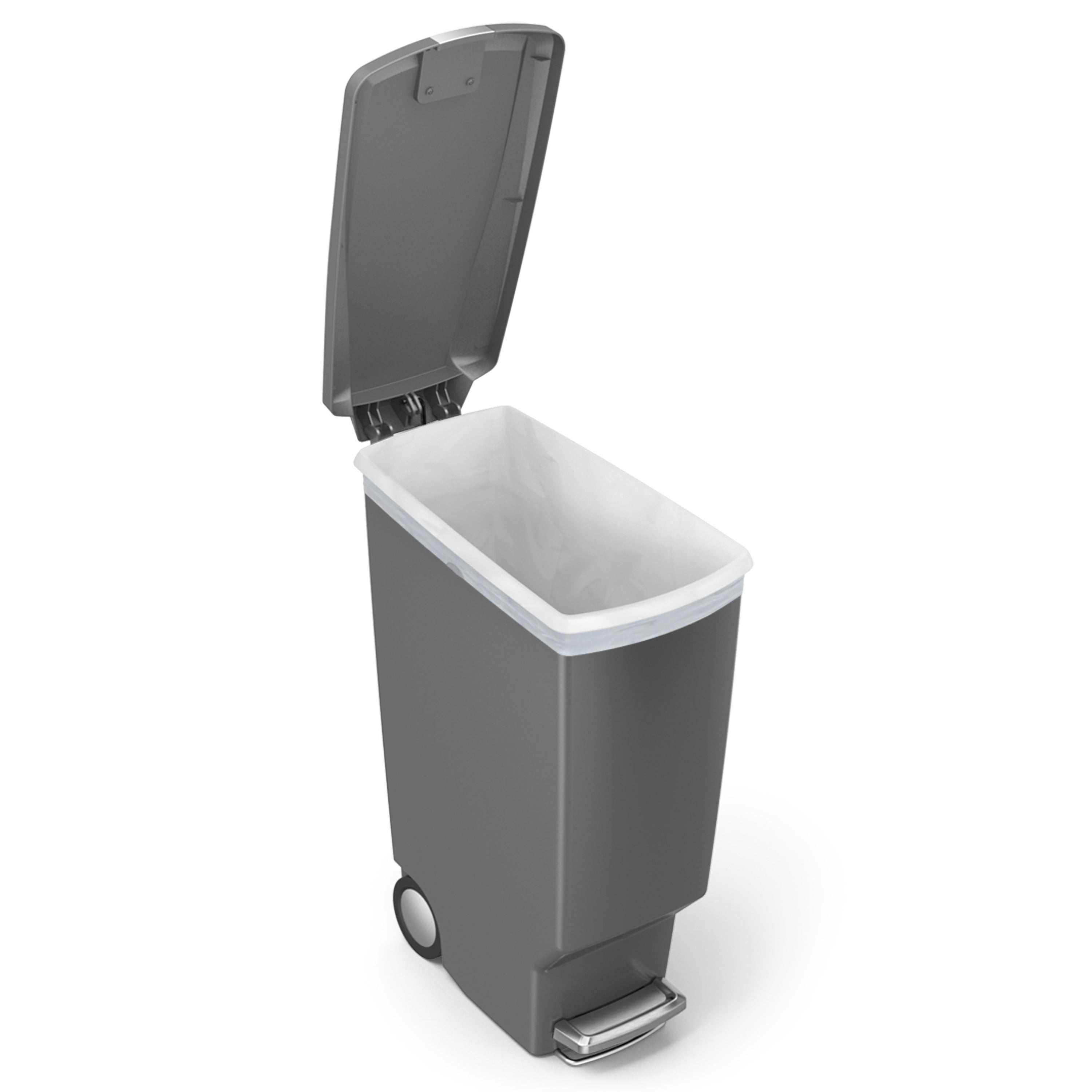simplehuman 40-Liter Grey Plastic Wheeled Touchless Outdoor Kitchen Trash Can with Lid