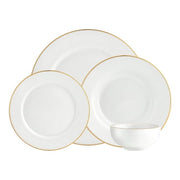 Pique Porcelain Gold Rim 16 Piece Dinnerware Set, Service For 4