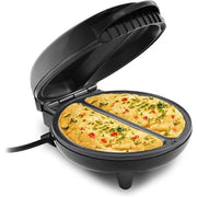 Elite Gourmet Dual Omelet & Fritattas Maker, Black and Stainless Steel