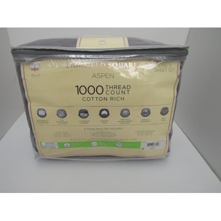 WellBeing Silvadur 1000-Thread-Count CVC 6-Piece King Sheet Set, Grey