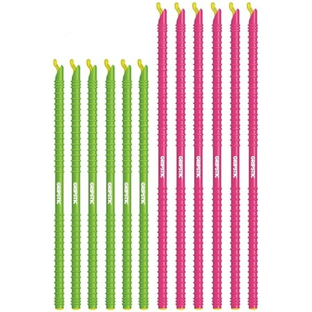 GRIPSTIC® 12-pack XLarge Bag Sealers, 11.25" Green and 13" Pink,  - Open Box