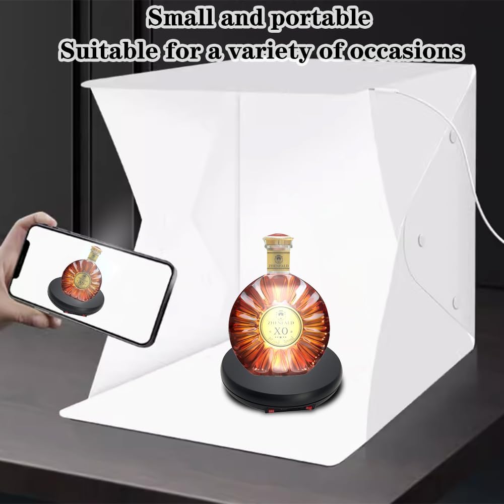 JAYEGT Motorized Rotating Display Stand with LED Light , 10 inch /55lbs Load, 360 Degree Electronic Photography Turntable for Product Show, Jewelry, Crystal Art (Black / 5 Colors LED Light /Rechargeable - Open Box