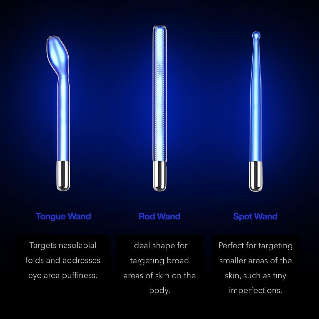 Pure Daily Care NuDerma Clinical Portable Skin Therapy Wand, Machine with 6 Fusion Neon + Argon Wands – Anti Aging - Clarifying - Skin Tightening & Radiance - Wrinkle Reducing - Open Box