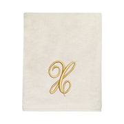 Avanti Premier Ivory/Gold Script Monogram Bath Towel