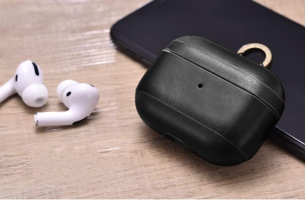 Compatible with AirPod 3 Case Leather, Genuine Leather Protective Airpod 3 Generation Case Cover Shockproof with Loss Prevention Clip for Apple AirPods 3 Wireless Charging Case for airpods - Open Box