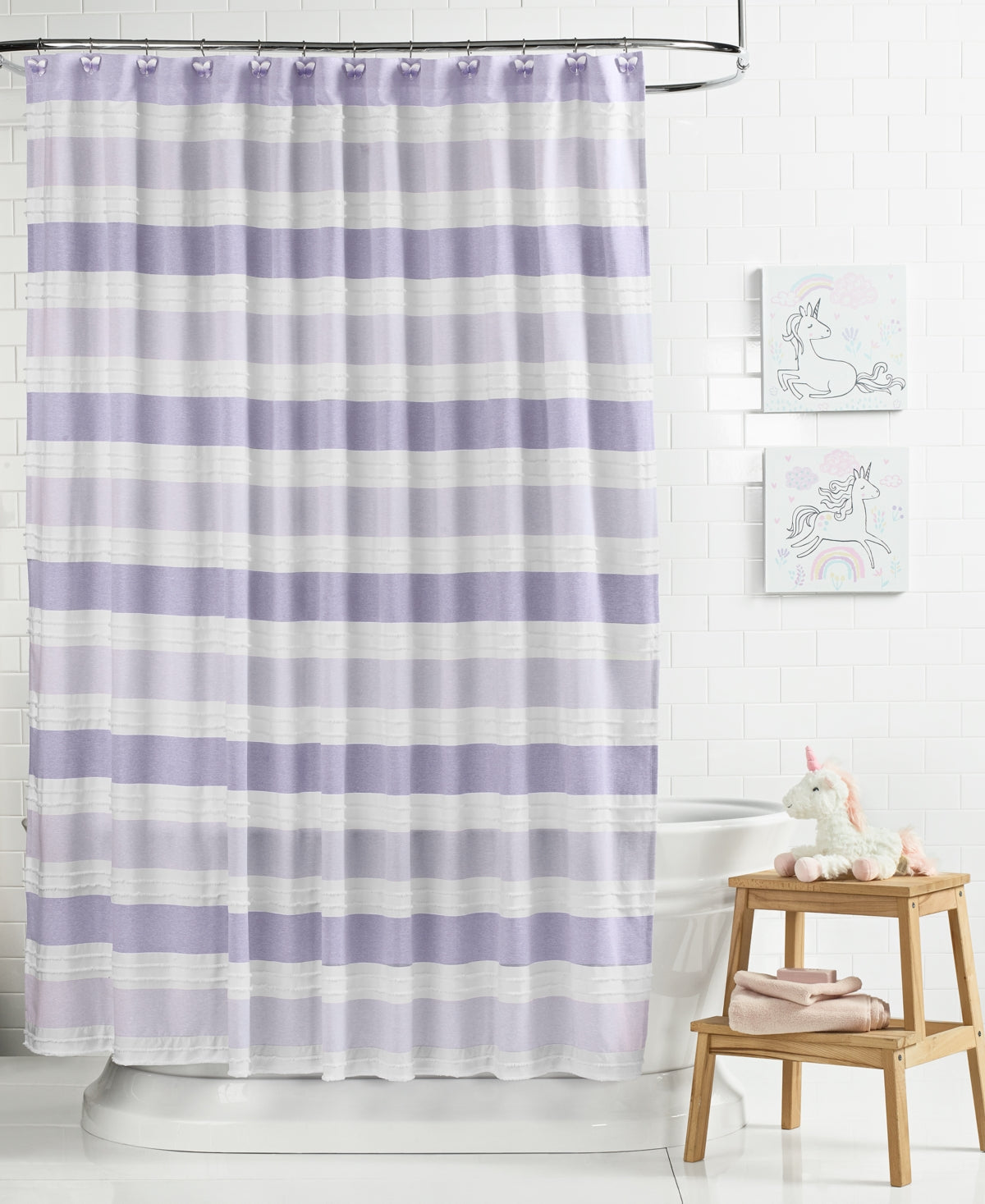 Charter Club Kids Cabana Shower Curtain, 72" X 72", Created for Macy's - Lavendar