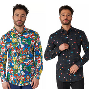 Men's OppoSuits Character Button-Down Shirt - PacMan/Mario - Multiple Sizes